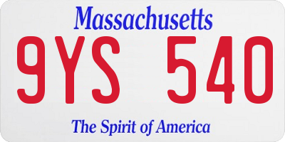 MA license plate 9YS540