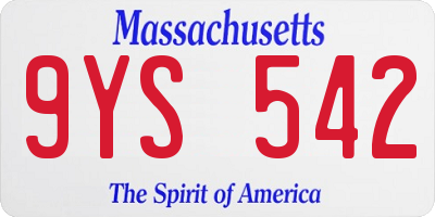 MA license plate 9YS542