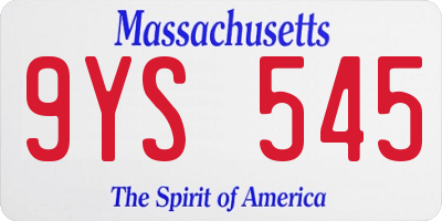 MA license plate 9YS545