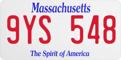 MA license plate 9YS548