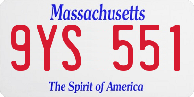 MA license plate 9YS551