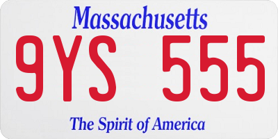 MA license plate 9YS555