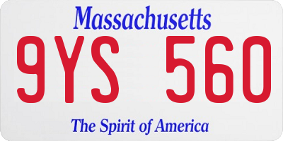 MA license plate 9YS560