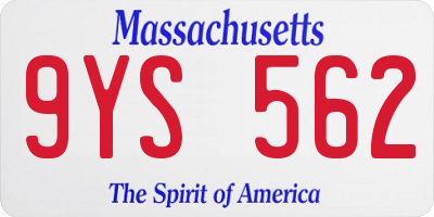 MA license plate 9YS562