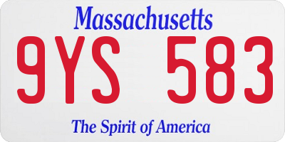 MA license plate 9YS583