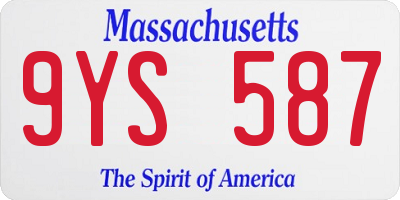 MA license plate 9YS587