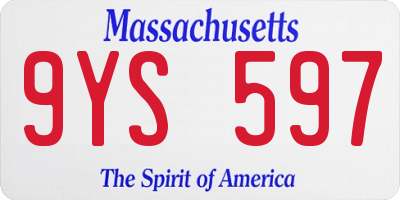MA license plate 9YS597