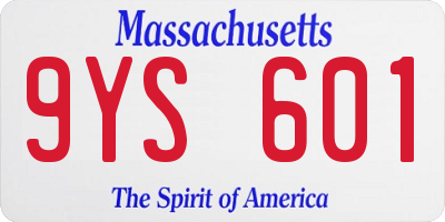 MA license plate 9YS601