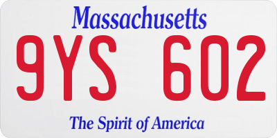 MA license plate 9YS602