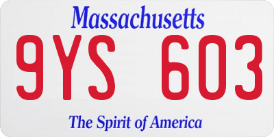 MA license plate 9YS603
