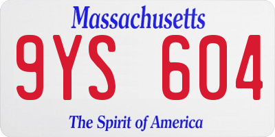 MA license plate 9YS604