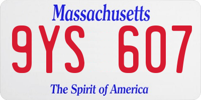 MA license plate 9YS607