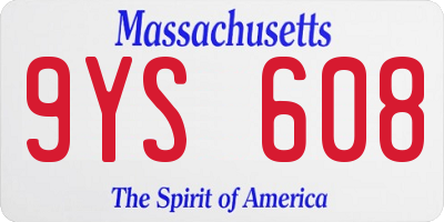 MA license plate 9YS608
