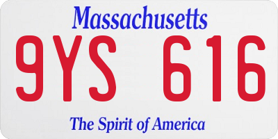 MA license plate 9YS616