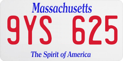 MA license plate 9YS625