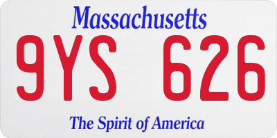 MA license plate 9YS626