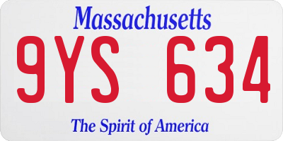 MA license plate 9YS634