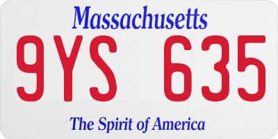 MA license plate 9YS635