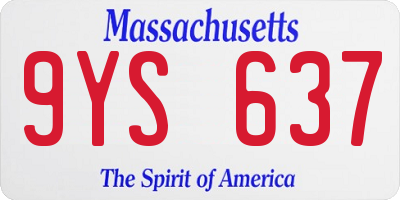 MA license plate 9YS637