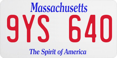 MA license plate 9YS640