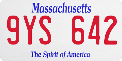 MA license plate 9YS642