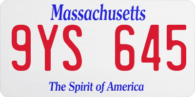 MA license plate 9YS645