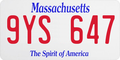 MA license plate 9YS647