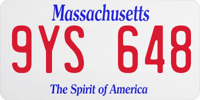 MA license plate 9YS648