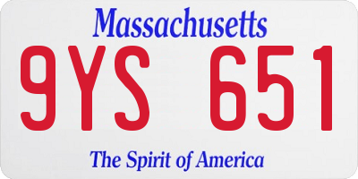MA license plate 9YS651