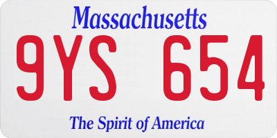 MA license plate 9YS654