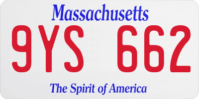 MA license plate 9YS662