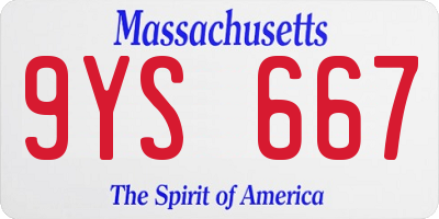 MA license plate 9YS667