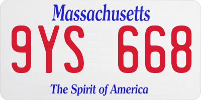 MA license plate 9YS668