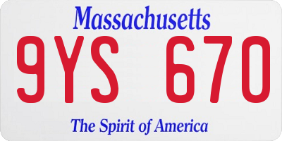 MA license plate 9YS670