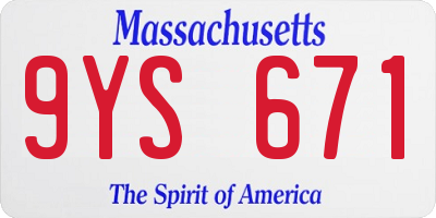MA license plate 9YS671