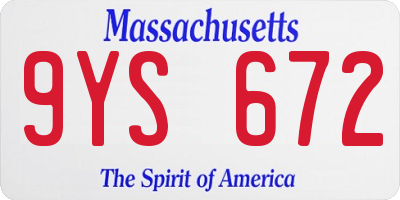 MA license plate 9YS672