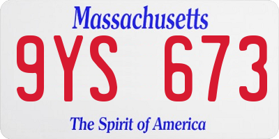 MA license plate 9YS673