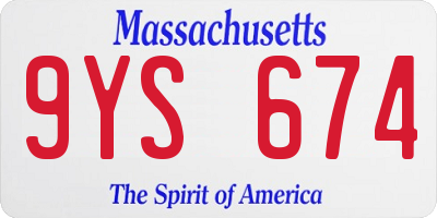 MA license plate 9YS674