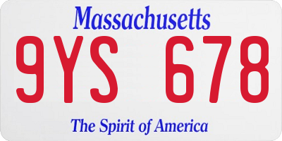 MA license plate 9YS678