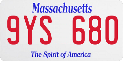 MA license plate 9YS680