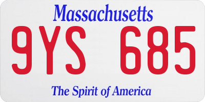 MA license plate 9YS685