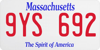 MA license plate 9YS692