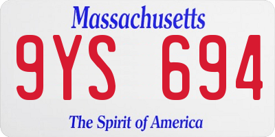 MA license plate 9YS694