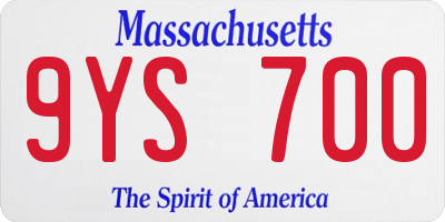 MA license plate 9YS700