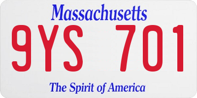 MA license plate 9YS701