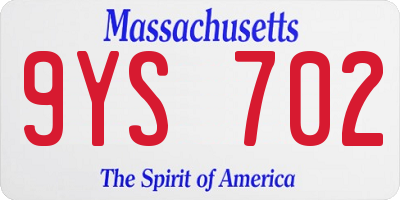 MA license plate 9YS702