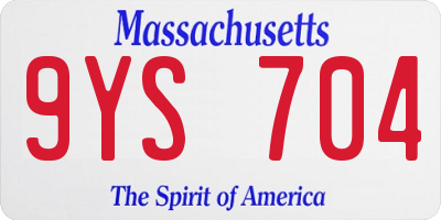 MA license plate 9YS704