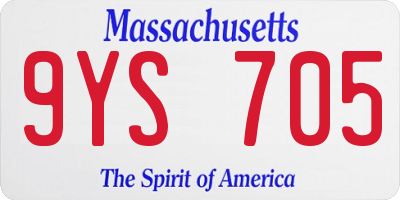 MA license plate 9YS705