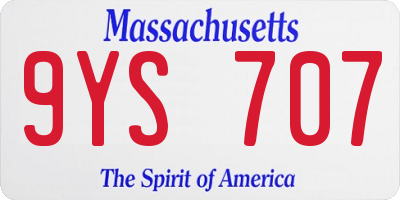 MA license plate 9YS707