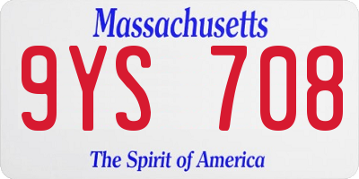 MA license plate 9YS708